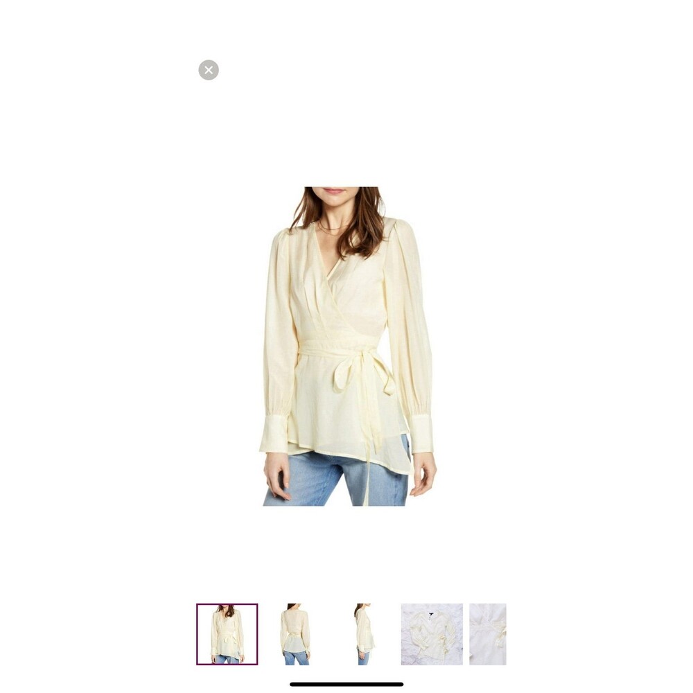 Something navy butter yellow wrap top